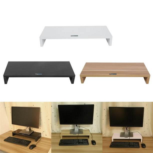 Multi-function Wooden Computer Monitor Riser Desk LED TV Stand Shelf Desktop